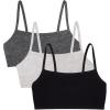 Fruit of the Loom Women’s Spaghetti Strap Cotton Sports Bra-All-Day Comfort(Black/Heather Grey/Charcoal)