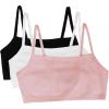 Fruit of the Loom Women’s Spaghetti Strap Cotton Sports Bra-All-Day Comfort(Blushing Rose/White/Black Hue)