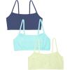 Fruit of the Loom Women’s Spaghetti Strap Cotton Sports Bra-All-Day Comfort(Lentil/Aruba Blue/Dutch Blue)