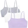 Fruit of the Loom Women’s Spaghetti Strap Cotton Sports Bra-All-Day Comfort(Lilac Whisper/White/Grey Heather)