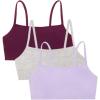 Fruit of the Loom Women’s Spaghetti Strap Cotton Sports Bra-All-Day Comfort(Purple Velvet/Heather Grey/Lilac)