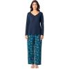 Fruit of the Loom Women’s Waffle V-Neck Top and Flannel Pant Sleep Set(Navy/Starry Snowflakes)