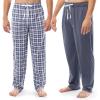 Fruit of the Loom mens 2-pack Sueded Jersey Knit Sleep Pajama Pant(Grey/Grey Plaid)