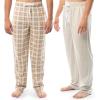 Fruit of the Loom mens 2-pack Sueded Jersey Knit Sleep Pajama Pant(Oatmeal Heather/Natural Plaid)