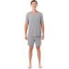Fruit of the Loom mens 360 Stretch Short Sleeve V-neck Top and Short Sleep Pajama Set(Grey Heather)