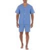 Fruit of the Loom mens Broadcloth Short Sleeve Pajama Set(Azure Blue)