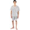 Fruit of the Loom mens Broadcloth Short Sleeve Pajama Set(Natural/Green Plaid)