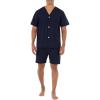 Fruit of the Loom mens Broadcloth Short Sleeve Pajama Set(Navy)