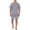 Fruit of the Loom mens Broadcloth Short Sleeve Pajama Set(Navy/White Check)