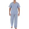 Fruit of the Loom mens Broadcloth Short Sleeve Top and Long Pants Pajama Set(Bright Blue)
