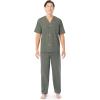 Fruit of the Loom mens Broadcloth Short Sleeve Top and Long Pants Pajama Set(Green)