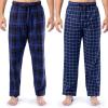 Fruit of the Loom mens Broadcloth Woven Sleep Pajama Pant(Navy Plaid-blue/Red Plaid)