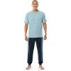 Fruit of the Loom mens French Terry Top and Jogger Sleep Pajama Set(Light Blue/Navy)