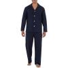 Fruit of the Loom mens Long Sleeve Broadcloth Pajama Set(Navy Blue)