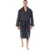 Fruit of the Loom mens Solid Plush Fleece Robe(Grey)