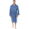 Fruit of the Loom mens Solid Plush Fleece Robe(Medium Blue)
