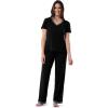 Fruit of the Loom womens Short Sleeve Tee and Pant 2 Piece Sleep Set(Black)