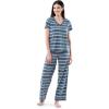 Fruit of the Loom womens Short Sleeve Tee and Pant 2 Piece Sleep Set(Blue Stripe)