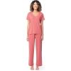 Fruit of the Loom womens Short Sleeve Tee and Pant 2 Piece Sleep Set(Desert Rose)