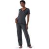 Fruit of the Loom womens Short Sleeve Tee and Pant 2 Piece Sleep Set(Soft Grey)