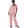 Fruit of the Loom womens Short Sleeve Tee and Pant 2 Piece Sleep Set(Soft Pink)