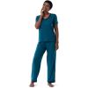 Fruit of the Loom womens Short Sleeve Tee and Pant 2 Piece Sleep Set(Turquoise)
