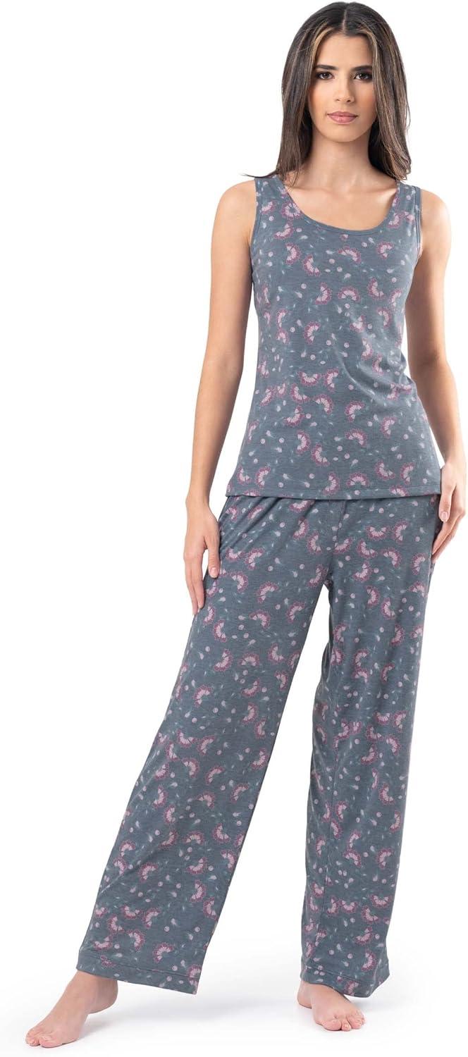 imageFruit of the Loom womens Breathable Tank Top Pant and Cardigan Sleep SetFloral Print