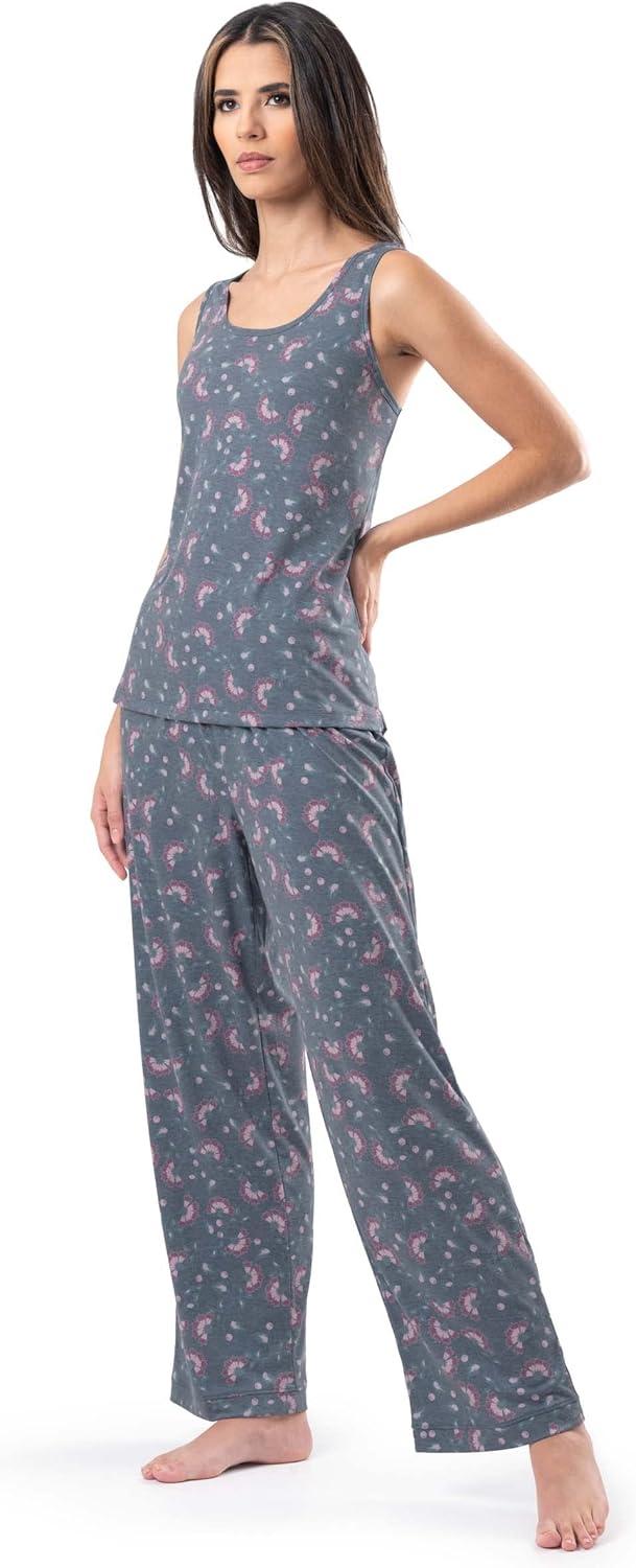 imageFruit of the Loom womens Breathable Tank Top Pant and Cardigan Sleep SetFloral Print