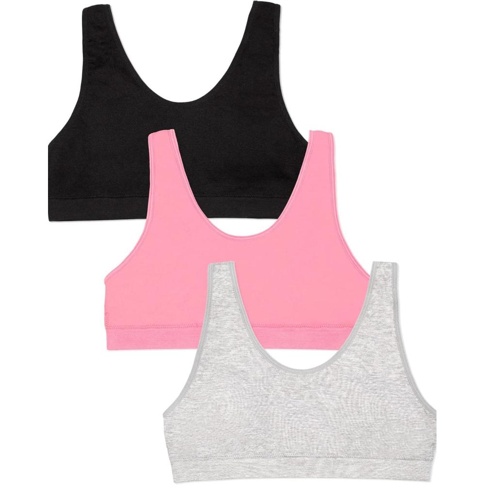 imageFruit of The Loom Girls Seamless Stretch Sports BraNeon PinkBlack HueGrey Heather
