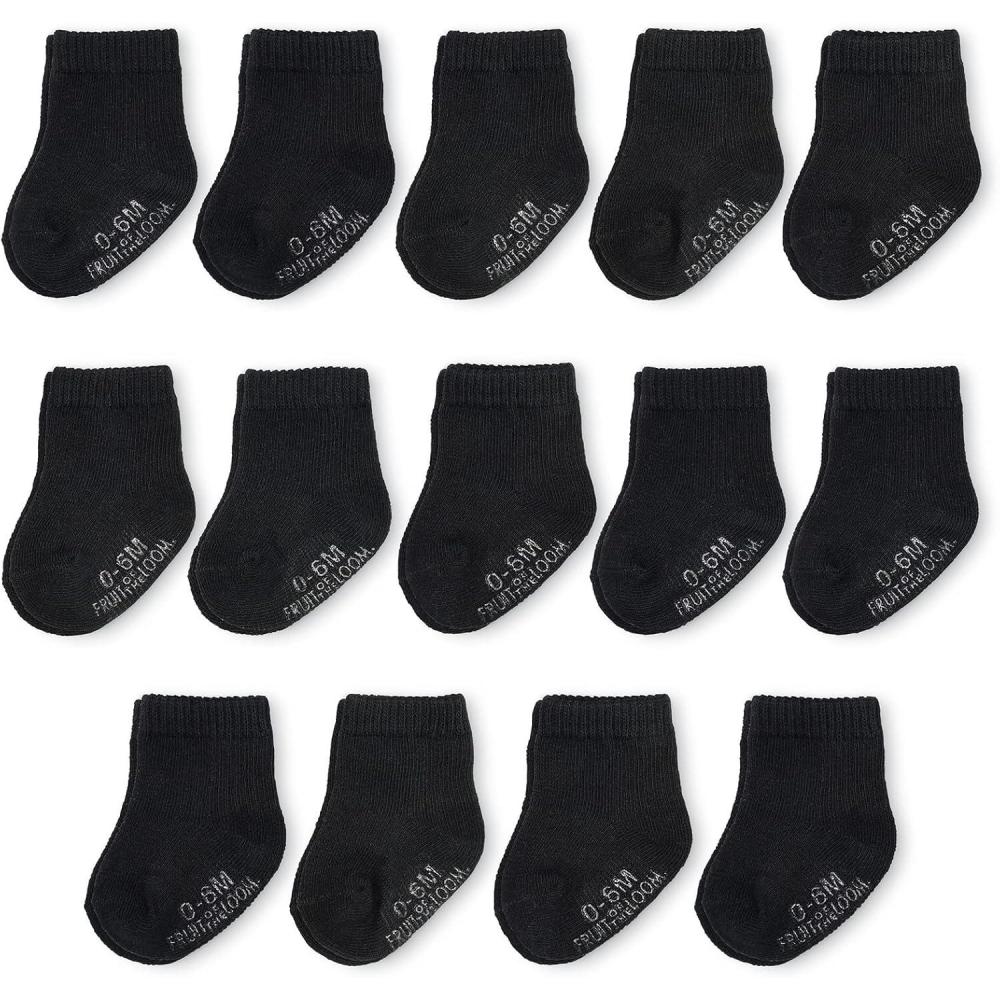 imageFruit of the Loom Baby 14Pack Grow ampamp Fit Flex Zones Cotton Stretch Socks Unisex Girls BoysBlack
