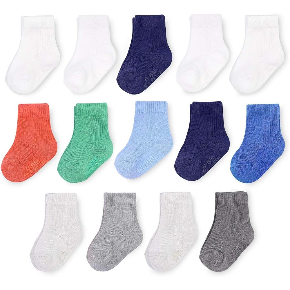 imageFruit of the Loom Baby 14Pack Grow ampamp Fit Flex Zones Cotton Stretch Socks Unisex Girls BoysBlue