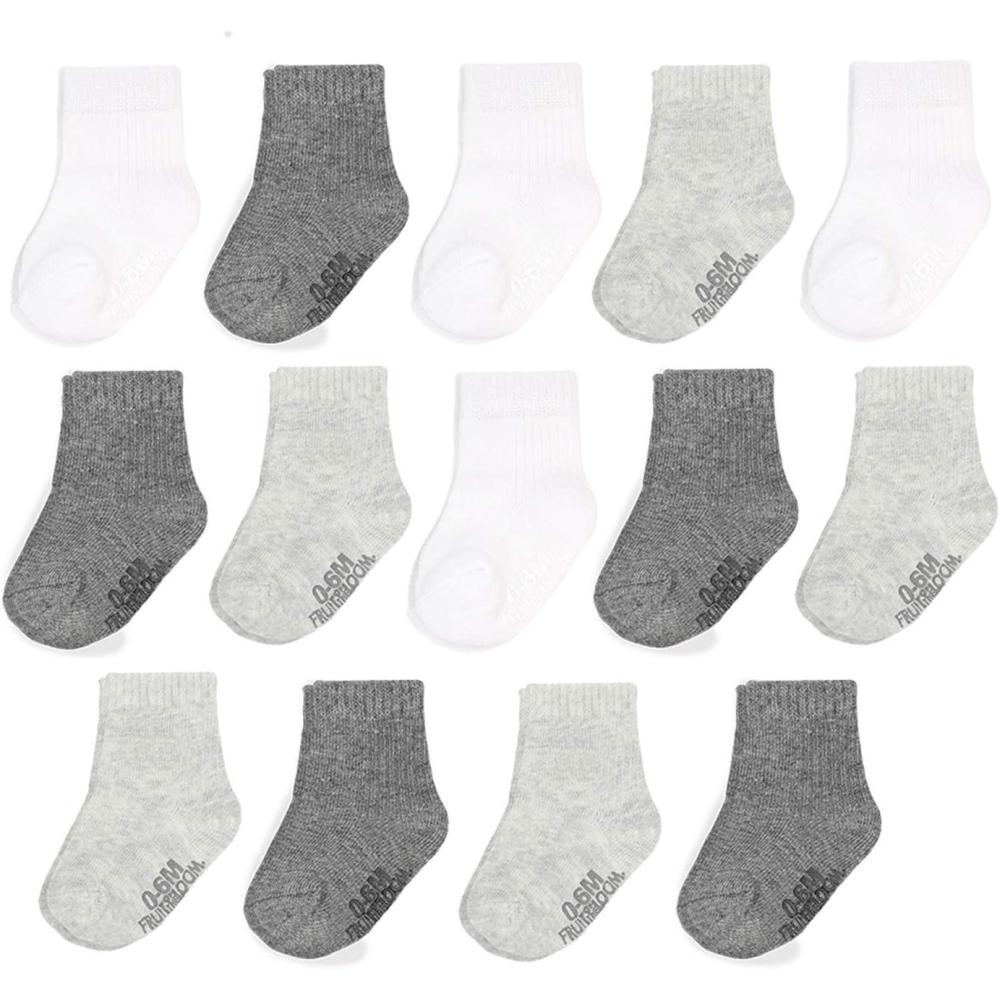 imageFruit of the Loom Baby 14Pack Grow ampamp Fit Flex Zones Cotton Stretch Socks Unisex Girls BoysGrey