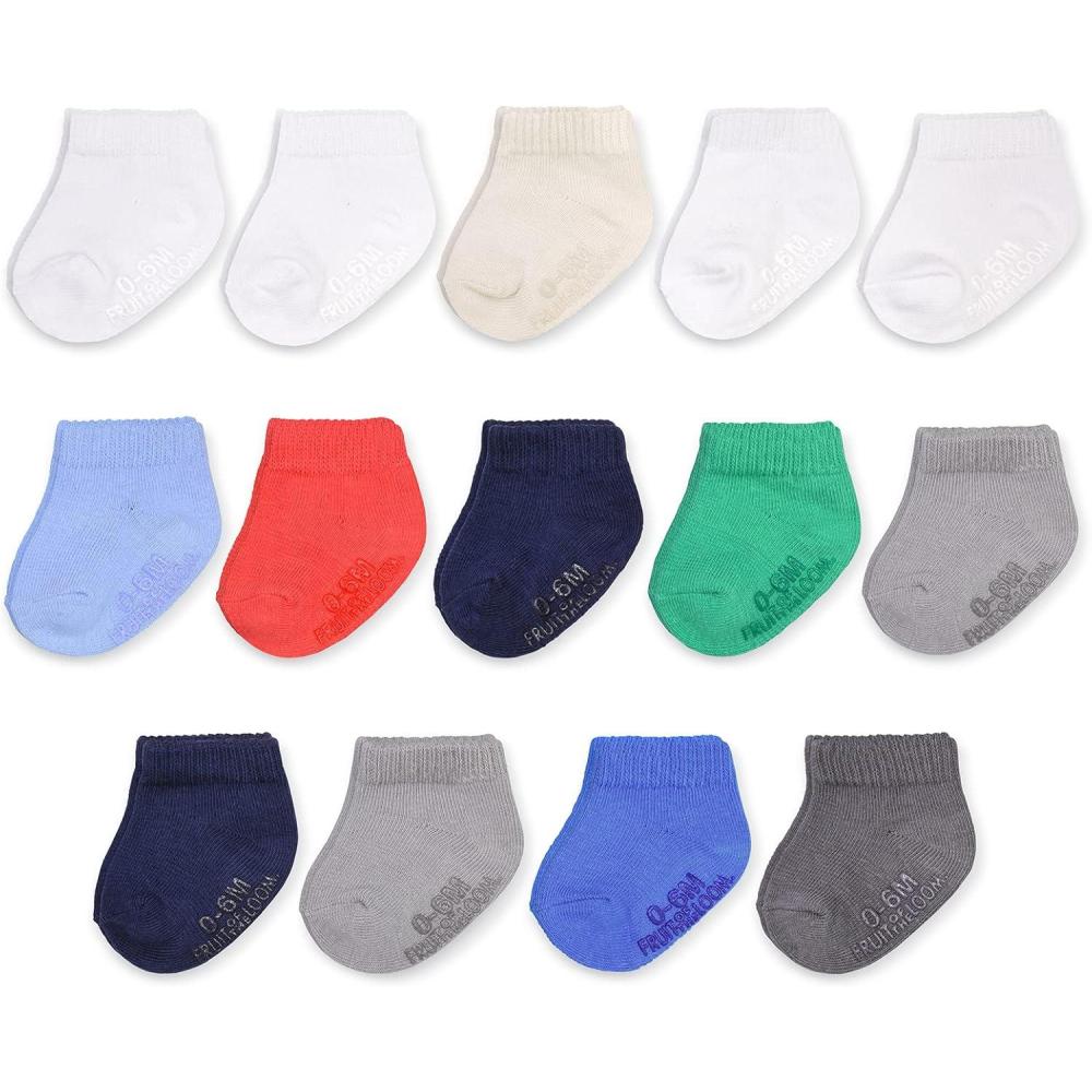 imageFruit of the Loom Baby 14Pack Grow ampamp Fit Flex Zones Cotton Stretch Socks Unisex Girls BoysLow Cut Blue
