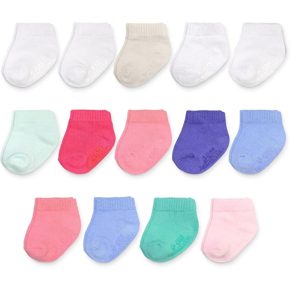 imageFruit of the Loom Baby 14Pack Grow ampamp Fit Flex Zones Cotton Stretch Socks Unisex Girls BoysLow Cut Pink
