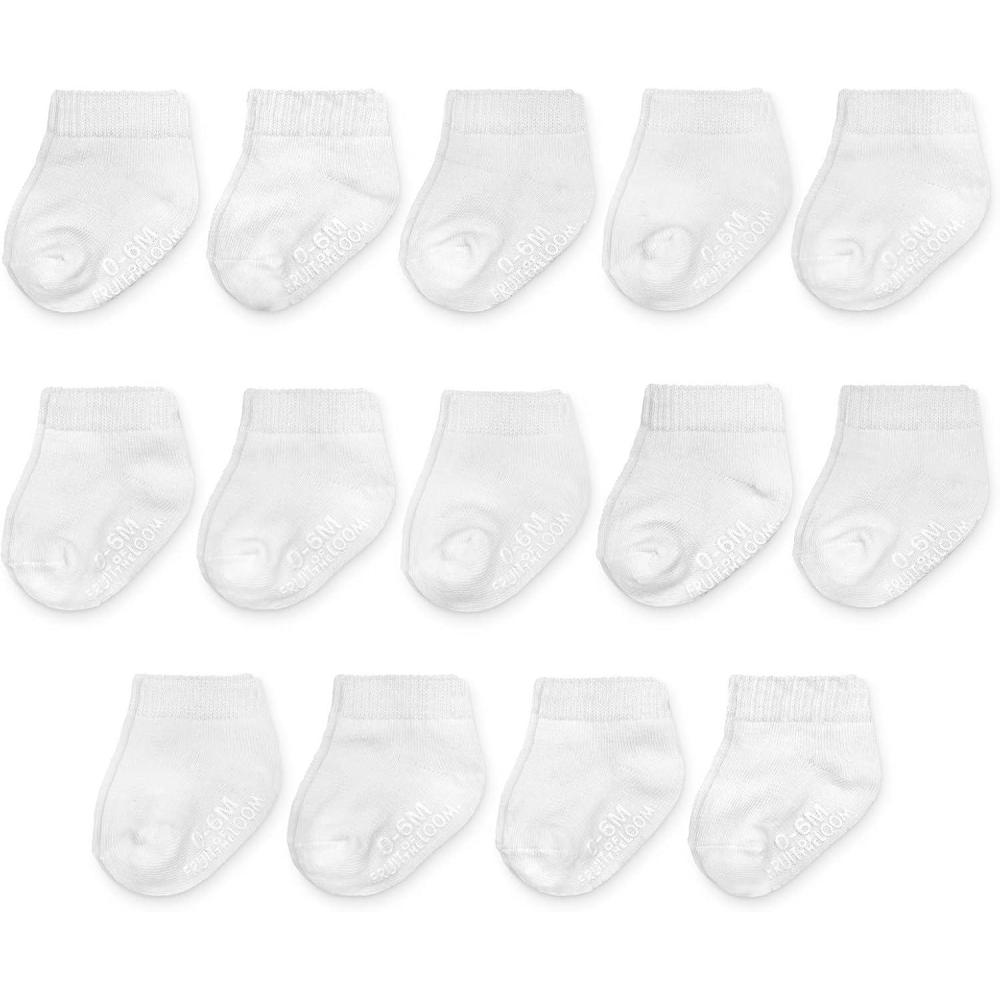 imageFruit of the Loom Baby 14Pack Grow ampamp Fit Flex Zones Cotton Stretch Socks Unisex Girls BoysLow Cut White