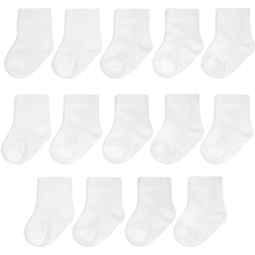 imageFruit of the Loom Baby 14Pack Grow ampamp Fit Flex Zones Cotton Stretch Socks Unisex Girls BoysWhite