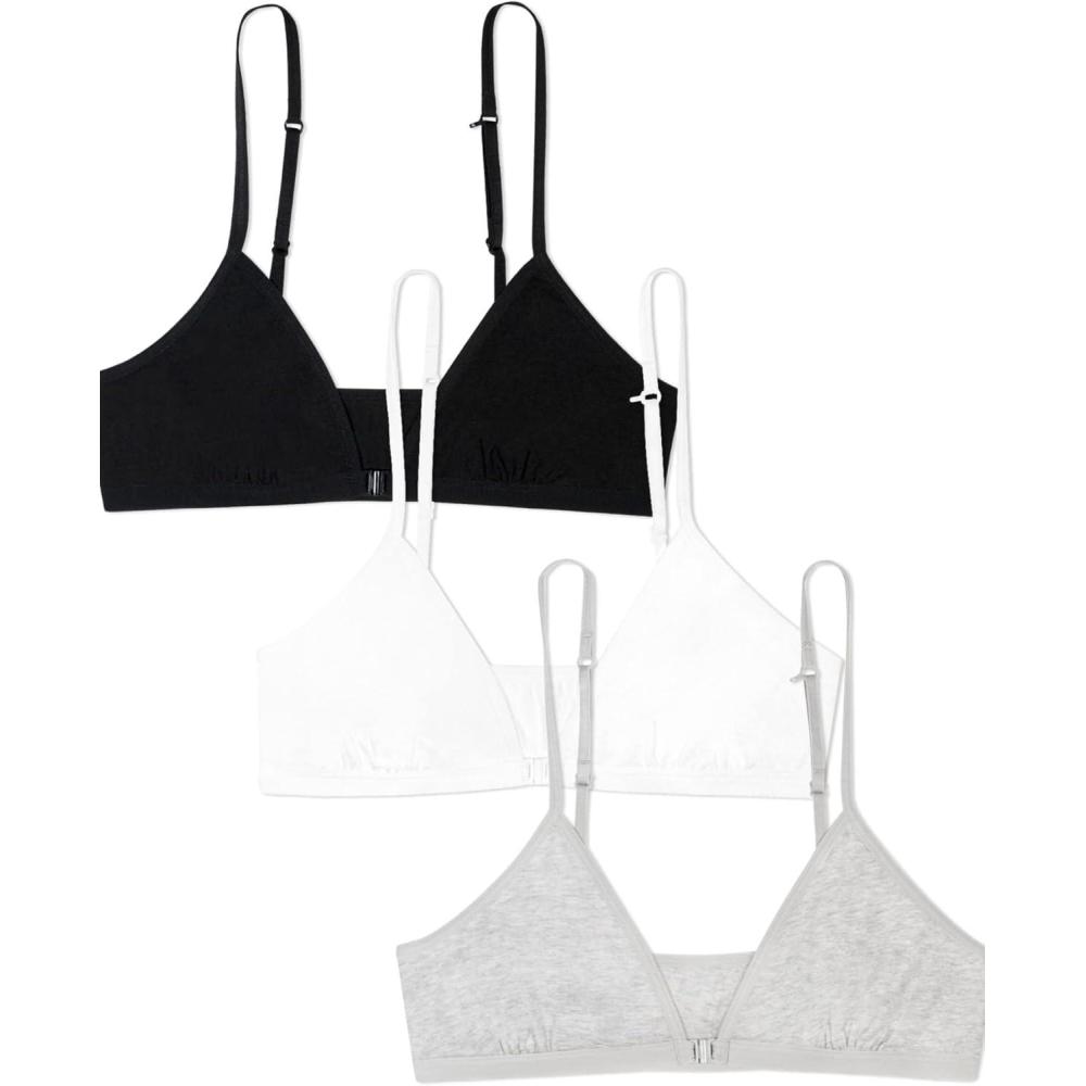 imageFruit of the Loom Big Girls 3Pack Cotton Convertible Bralette Adjustable ampamp VersatileGrey HeatherWhiteBlack Hue