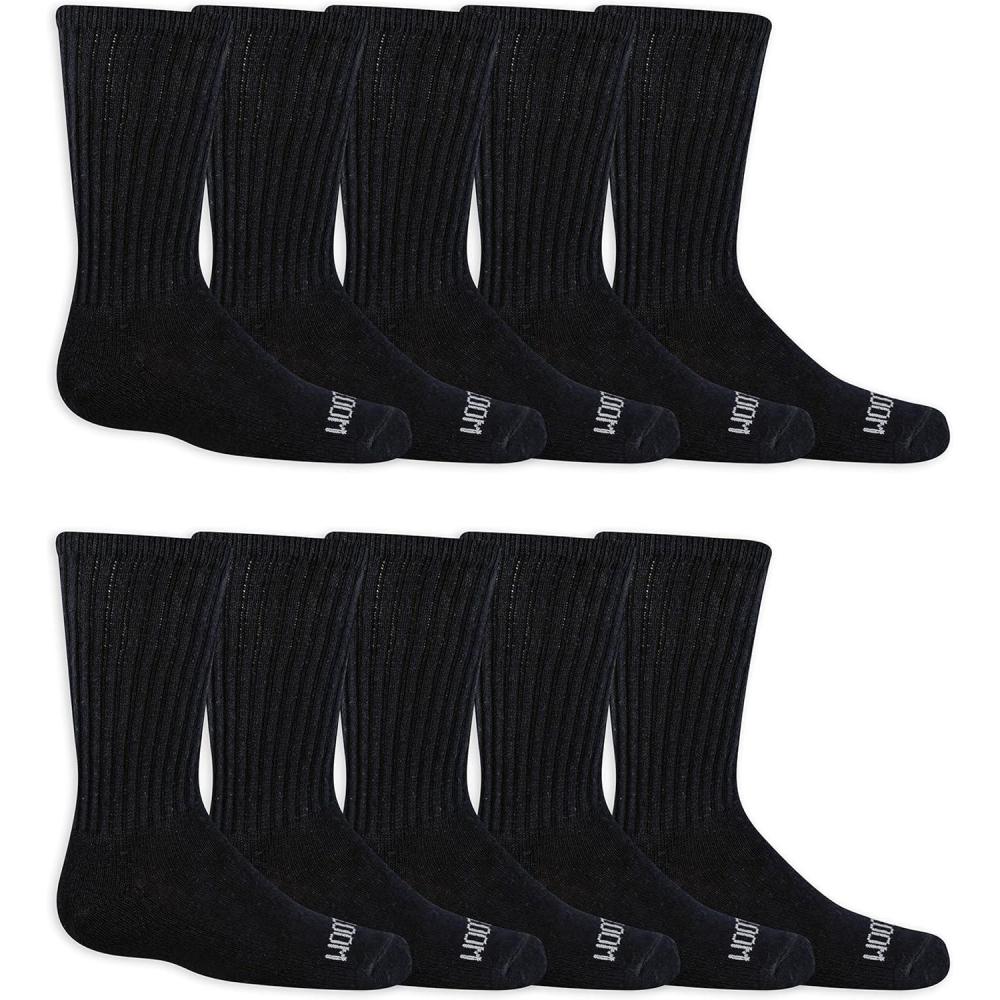 imageFruit of the Loom Boys Dual Defense Crew Socks 10 PackBlack