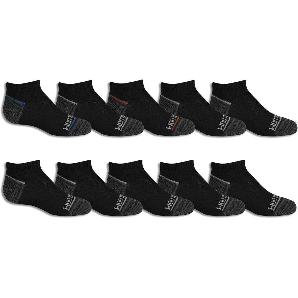 imageFruit of the Loom Boys Dual Defense No Show Socks 10 PackBlack Assort 1