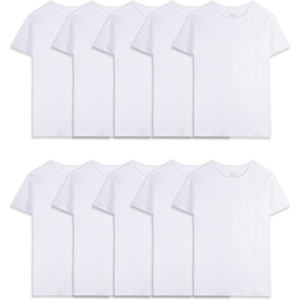 imageFruit of the Loom Boys Eversoft Cotton Undershirts T Shirts ampamp Tank TopsT Shirt Boys 10 Pack White
