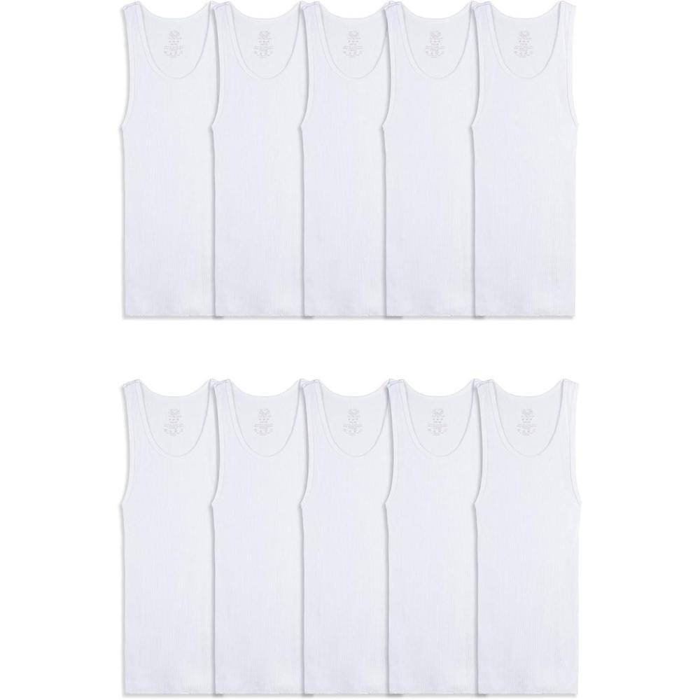 imageFruit of the Loom Boys Eversoft Cotton Undershirts T Shirts ampamp Tank TopsTank Boys 10 Pack White