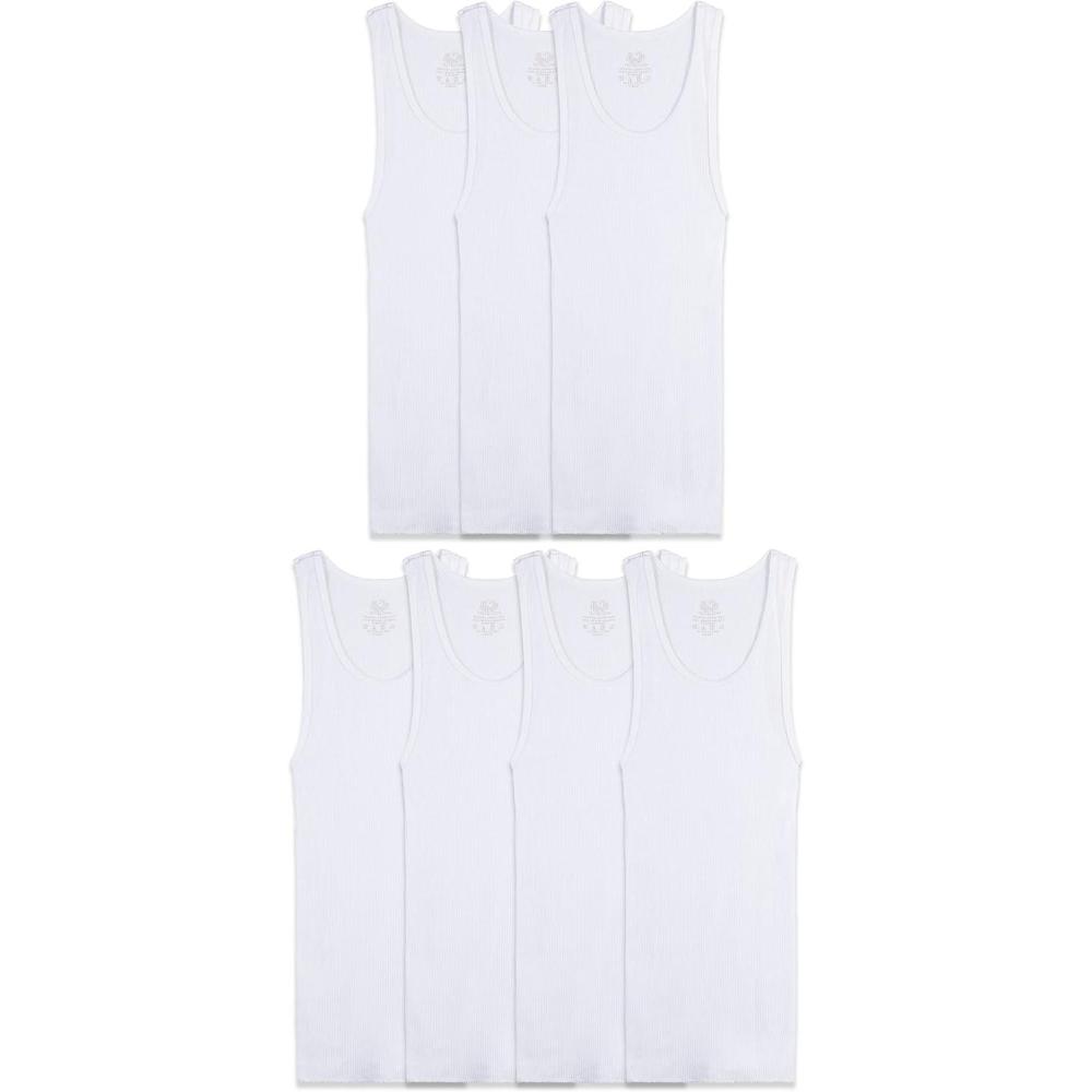 imageFruit of the Loom Boys Eversoft Cotton Undershirts T Shirts ampamp Tank TopsTank Boys 7 Pack White