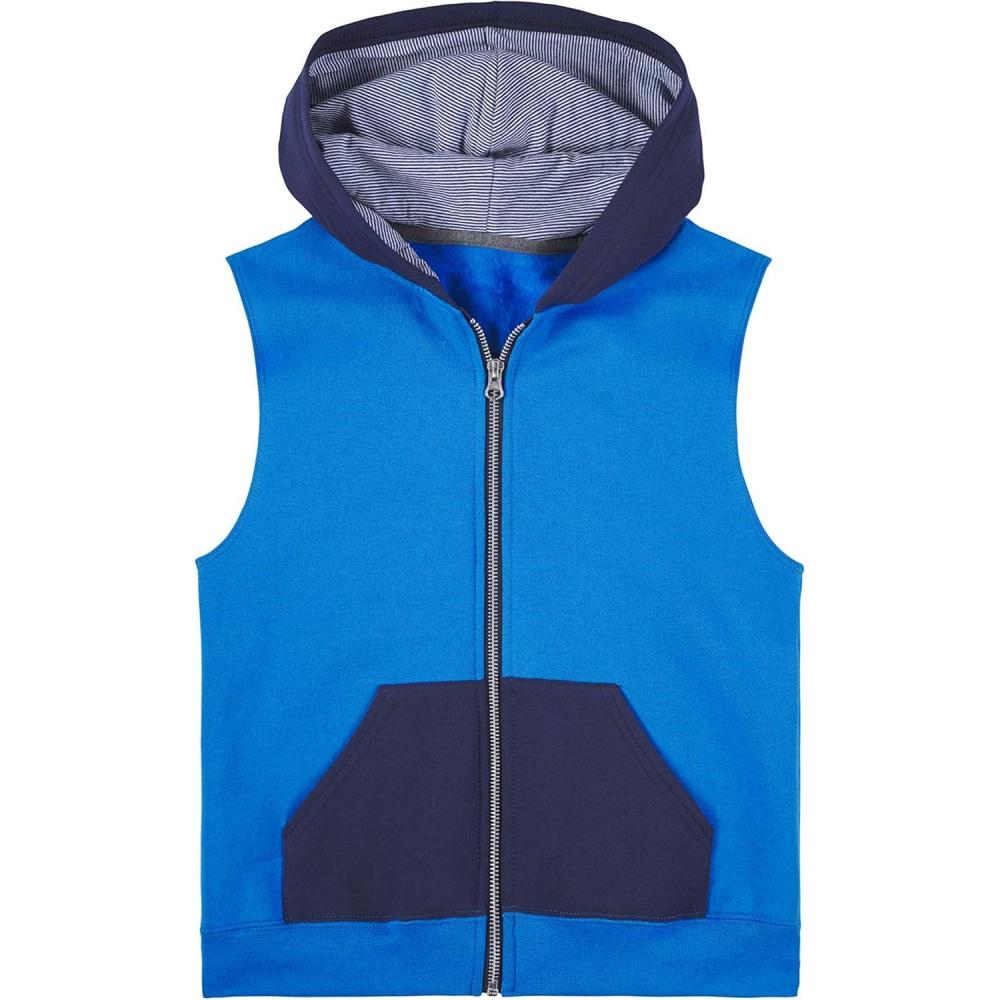 imageFruit of the Loom Boys Fleece Full Zip Sleeveless Vest Pacific BlueTimes Square StripeGhost Navy Small