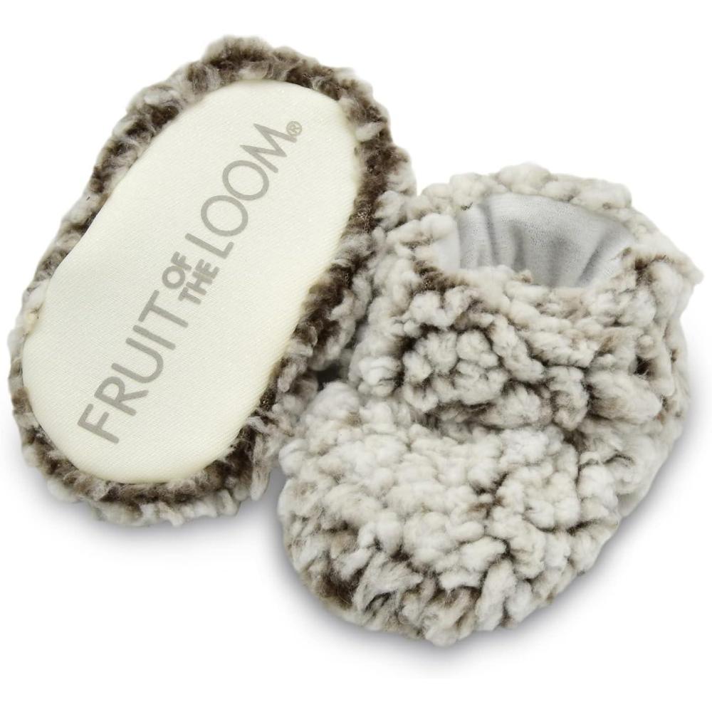 imageFruit of the Loom Cozy Thermal Wrap Booties with Nonslip Grips for Baby Girls Boys Unisex Chocolate