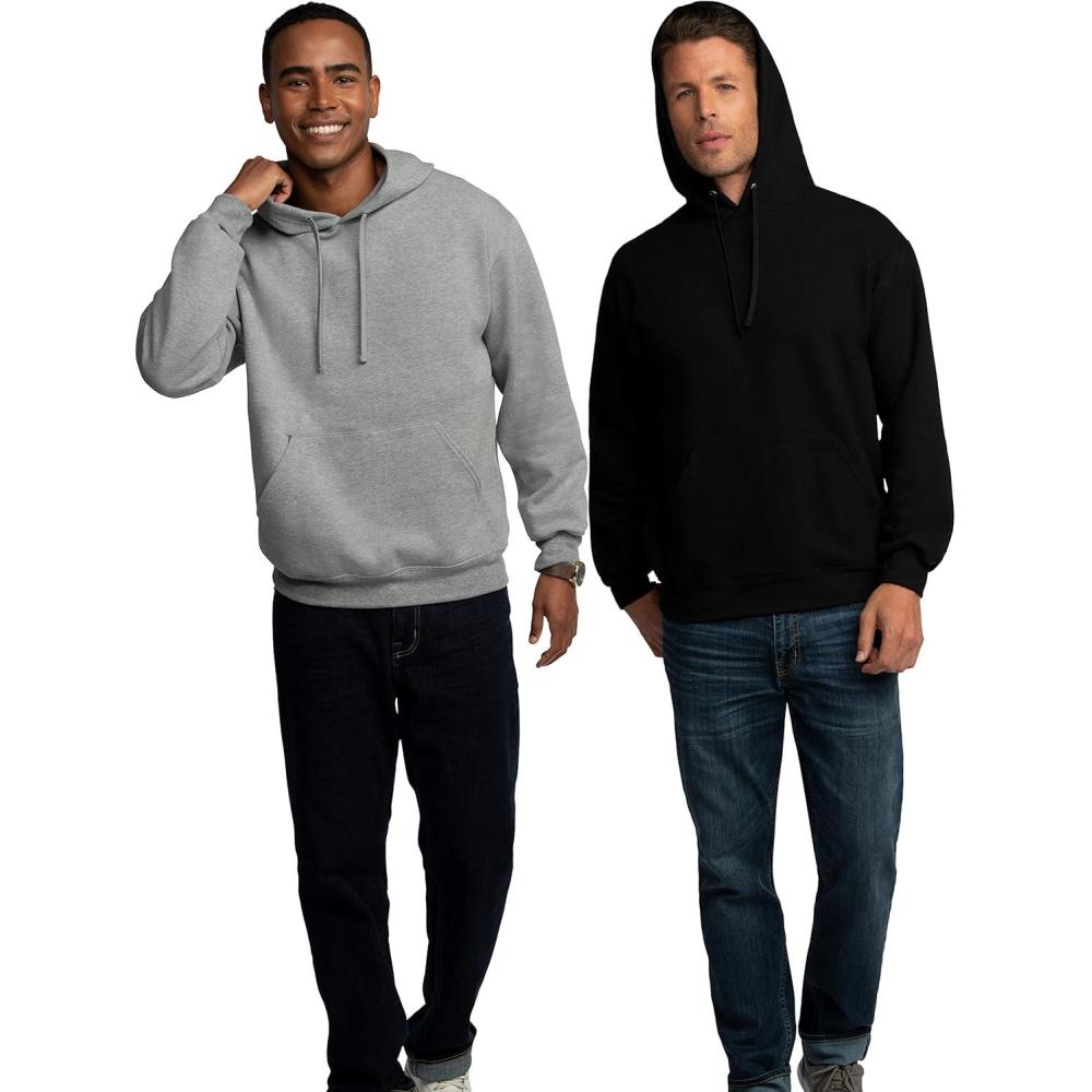 imageFruit of the Loom Eversoft Fleece Hoodies Pullover ampamp Full Zip Moisture Wicking ampamp Breathable Sizes S4X2 Pack BlackGrey Heather