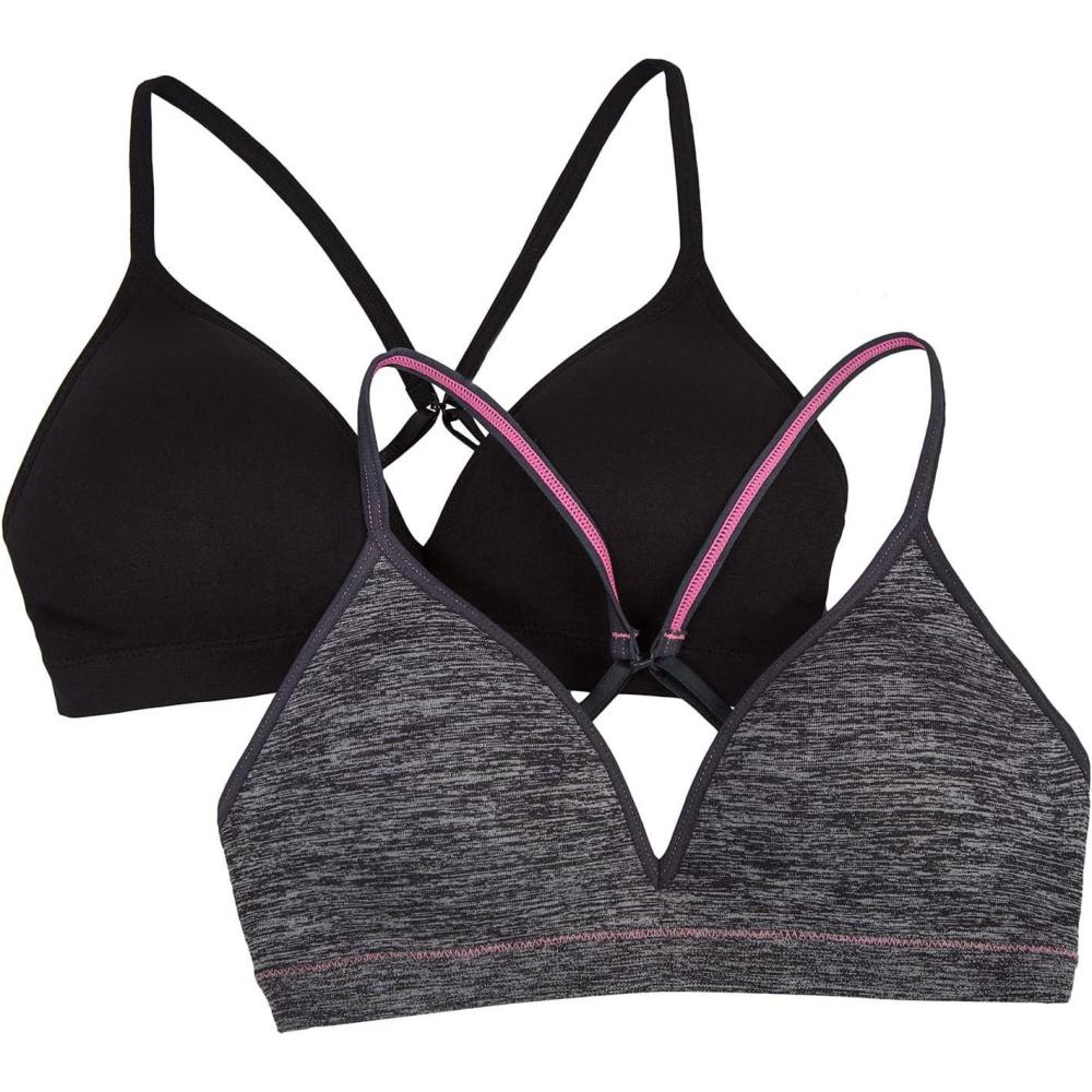 imageFruit of the Loom Girls 2Pack Seamless Soft Cup Bras  Lightweight ampamp Gentle SupportDark Grey HeatherBlack Hue