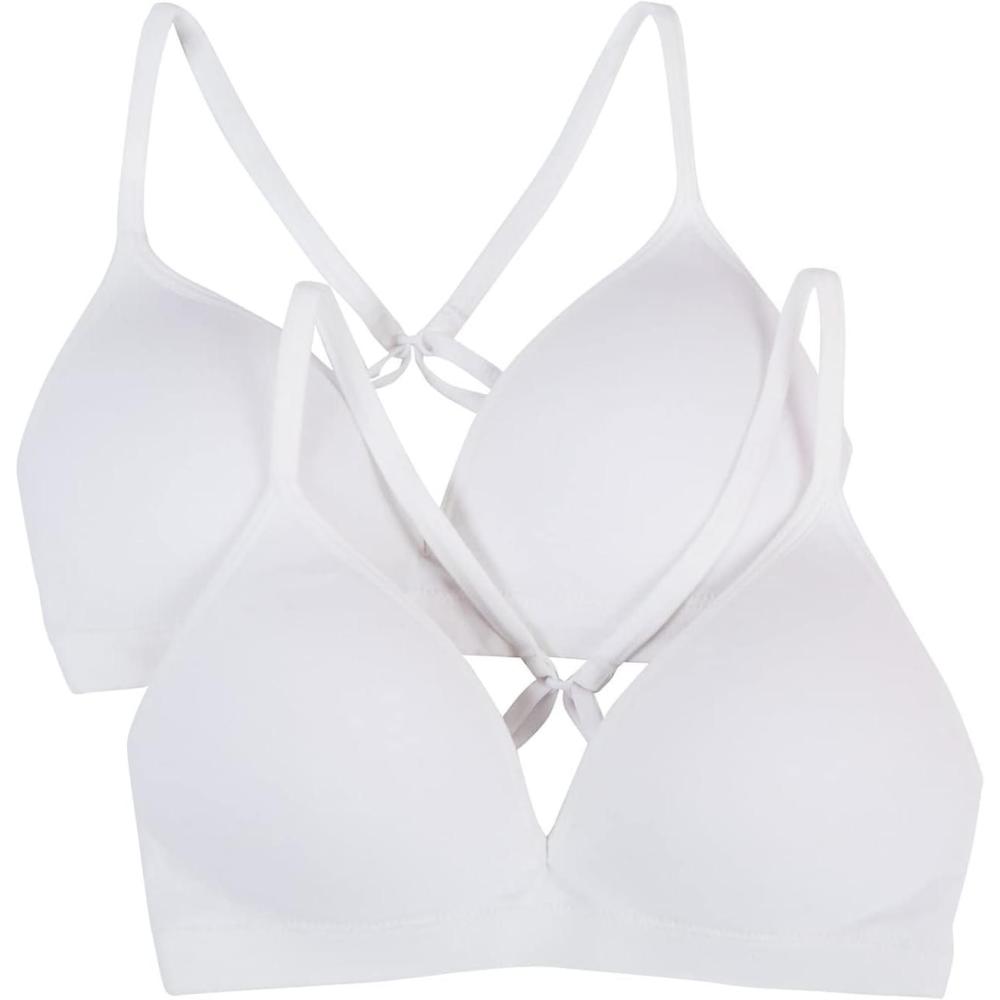 imageFruit of the Loom Girls 2Pack Seamless Soft Cup Bras  Lightweight ampamp Gentle SupportWhiteWhite