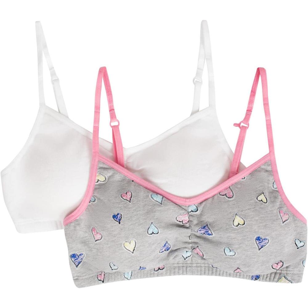 imageFruit of the Loom Girls Bra with Removable Cookies 2PackHeart PatchWhite