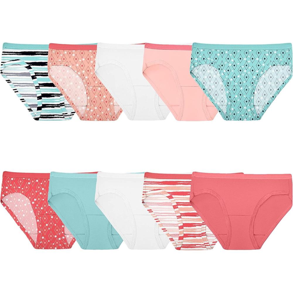 imageFruit of the Loom Girls Cotton Hipster Underwear10 Pack Fashion Assorted