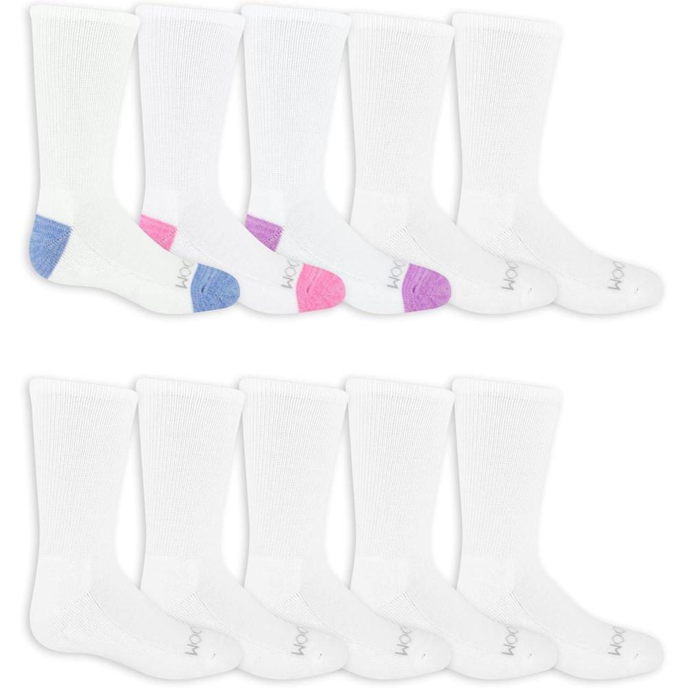 imageFruit of the Loom Girls Everyday Lightweight Sport Crew Socks 10 PackWhite
